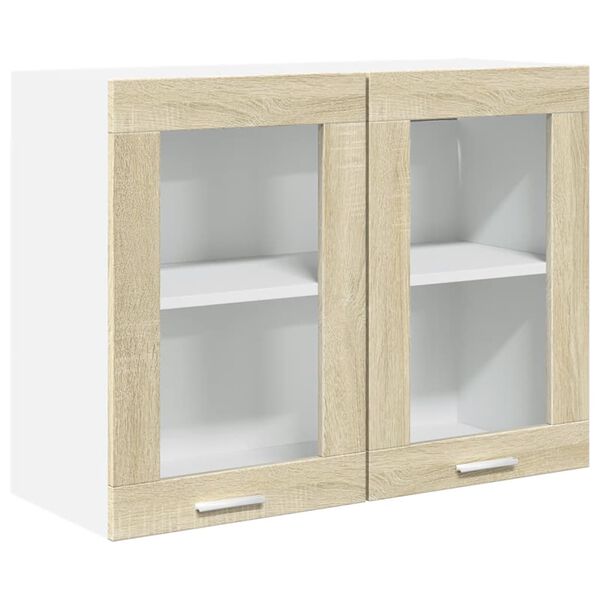 vidaXL Vitrina colgante "Lyon" roble Sonoma 80x31x60 cm madera de ingeniería