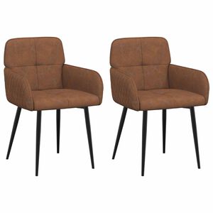 vidaXL Sillas de comedor 2 uds. Cuero de Suede Sint&eacute;tico Marr&oacute;n