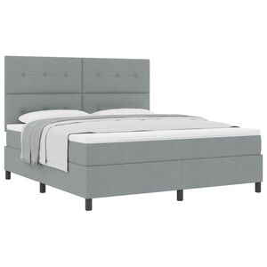 vidaXL Cama tipo Box Spring con colch&oacute;n Gris Claro 180 x 200 cm tela