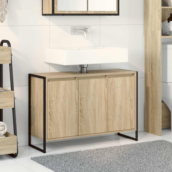 vidaXL Gabinete de Ba&ntilde;o Sonoma 90 x 30 x 60 cm Madera contrachapada