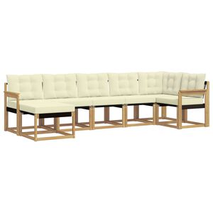 vidaXL Conjunto de sof&aacute;s de exterior 7 uds. Blanco y Crema