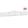 vidaXL Cestas de gaviones 9 uds forma de arco hierro 400x30x40/60 cm