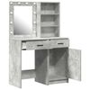 vidaXL Conjunto de mesa de vestidor con LED 2 pcs Gris Concreto