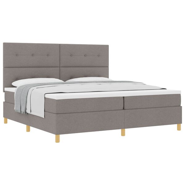 vidaXL Cama tipo Box Spring con colch&oacute;n Taup&eacute; 200 x 200 cm tela
