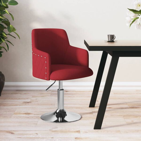 vidaXL Taburete de cocina de tela rojo vino tinto