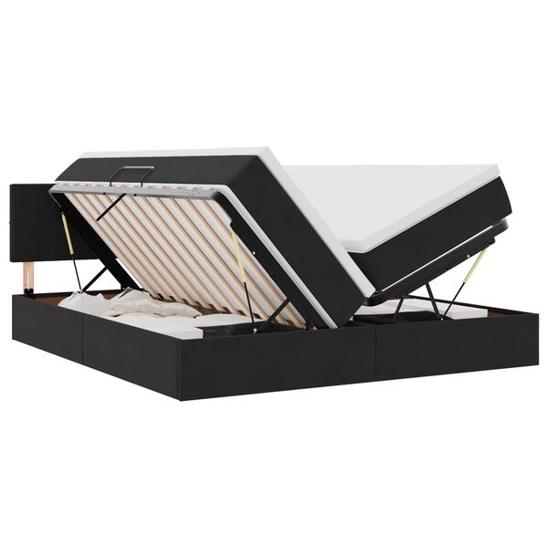 vidaXL Cama con tira de luces LED Negro 180 x 200 cm Terciopelo