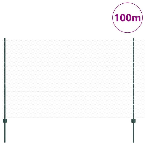 vidaXL Valla con Poste Verde 1,6 x 100 m Acero y PVC