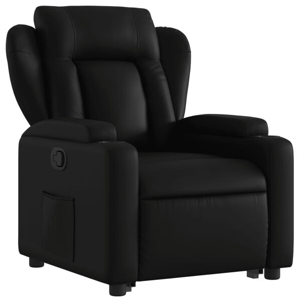 vidaXL Sill&oacute;n reclinable elevable cuero artificial negro