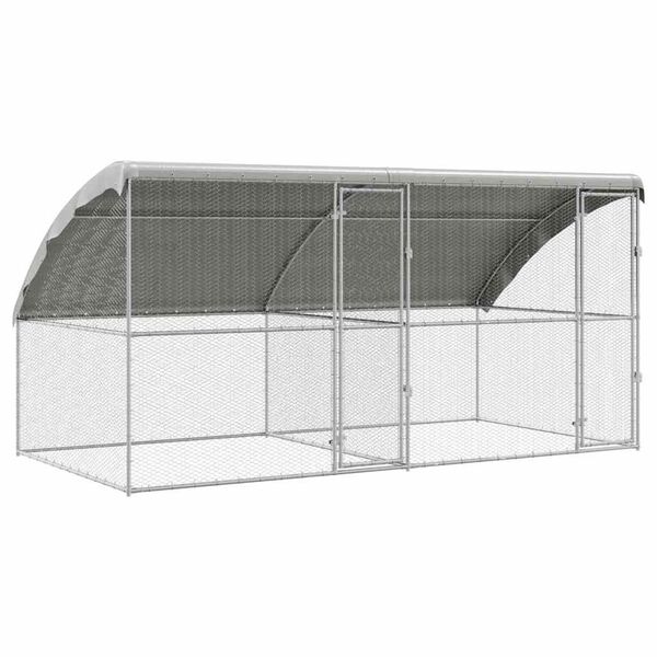 vidaXL Jaula para pollos 2 pcs Plateado 400 x 200 x 198,5 cm