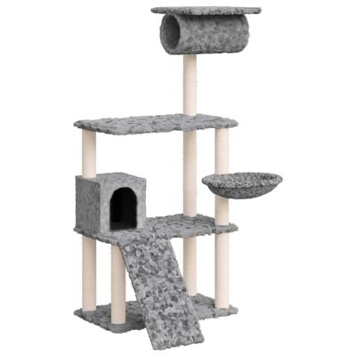 vidaXL Rascador para gatos con postes de sisal gris claro 131 cm