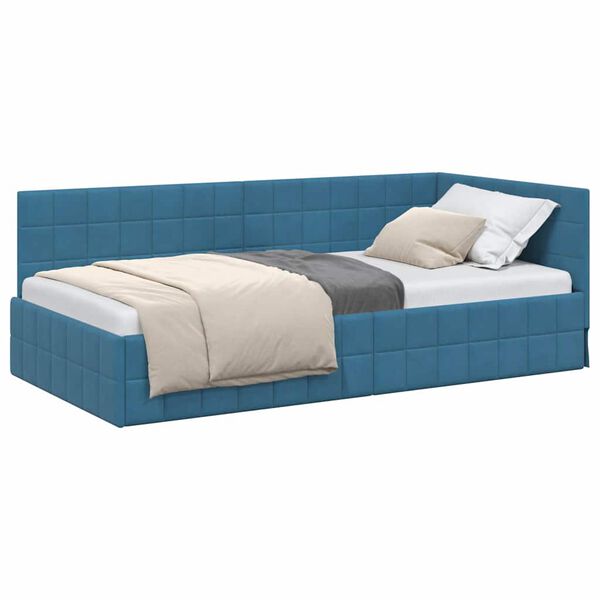 vidaXL Estructura de cama en esquina Azul 90 x 190 cm Terciopelo