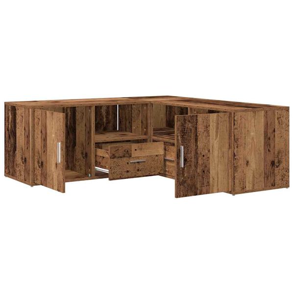 vidaXL Mueble de esquina madera de ingenier&iacute;a envejecida 200x40x45 cm