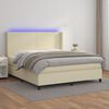 vidaXL Cama box spring colch&oacute;n y LED cuero sint&eacute;tico crema 160x200 cm