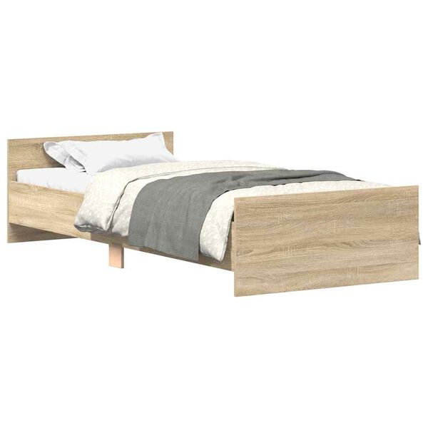vidaXL Estructura de cama sin colch&oacute;n madera roble Sonoma 75x190 cm