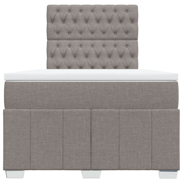 vidaXL Cama box spring con colch&oacute;n tela gris taupe 120x190 cm