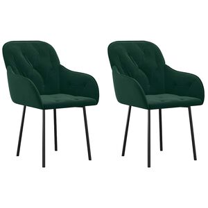 vidaXL Sillas de comedor 2 unidades terciopelo verde oscuro