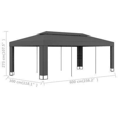 vidaXL Cenador con doble techo gris antracita 3x6 m