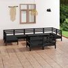 vidaXL Juego de muebles de jard&iacute;n 10 pzas madera maciza de pino negro