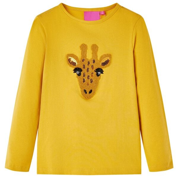 Camiseta infantil de manga larga ocre oscuro 104