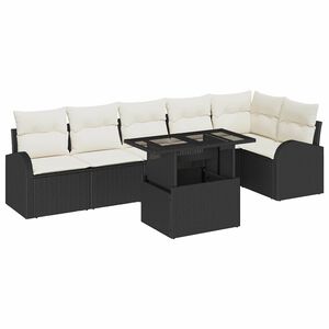vidaXL Conjunto de sof&aacute; de jard&iacute;n 7 uds. 6-N&uacute;mero de plazas Negro