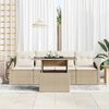 vidaXL Conjunto de sof&aacute; de jard&iacute;n 5 pcs Beige Polirat&aacute;n