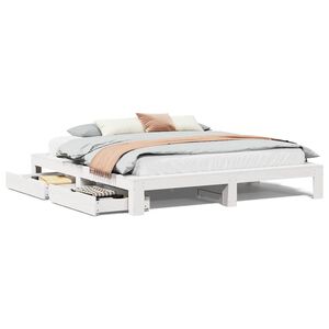 vidaXL Estructura de cama sin colch&oacute;n madera maciza blanca 200x200 cm