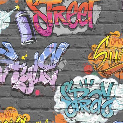 DUTCH WALLCOVERINGS Papel de pared diseño graffiti multicolor L179-01
