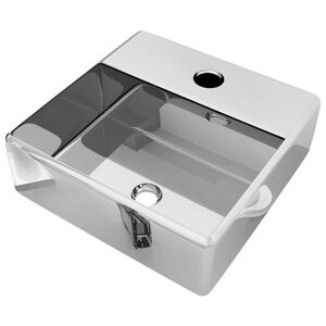vidaXL Lavabo con orificio para grifo 38x30x11,5 cm cer&aacute;mica plateado