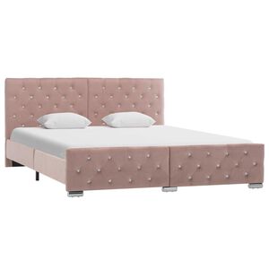 vidaXL Estructura de cama sin colch&oacute;n terciopelo rosa 160x200 cm
