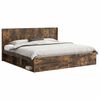vidaXL Estructura de cama con almacenamiento y cabecero Roble Ahumado