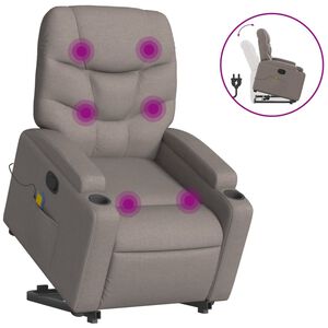vidaXL Sill&oacute;n reclinable de masaje elevable tela gris taup&eacute;