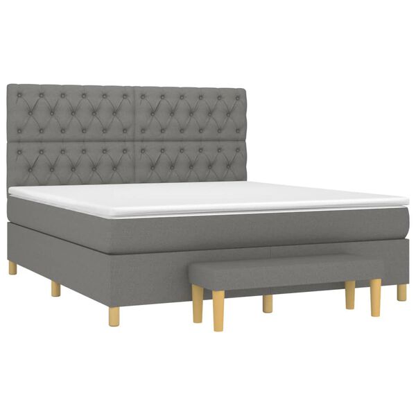 vidaXL Cama box spring con colch&oacute;n tela gris oscuro 160x200 cm