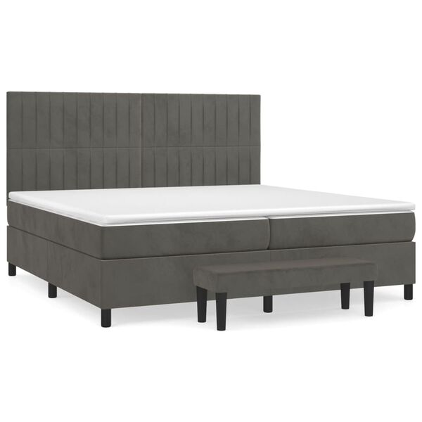 vidaXL Cama box spring con colch&oacute;n terciopelo gris oscuro 200x200 cm