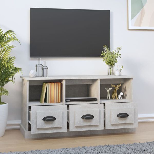 vidaXL Mueble para TV madera contrachapada gris hormigón 100x35x50 cm