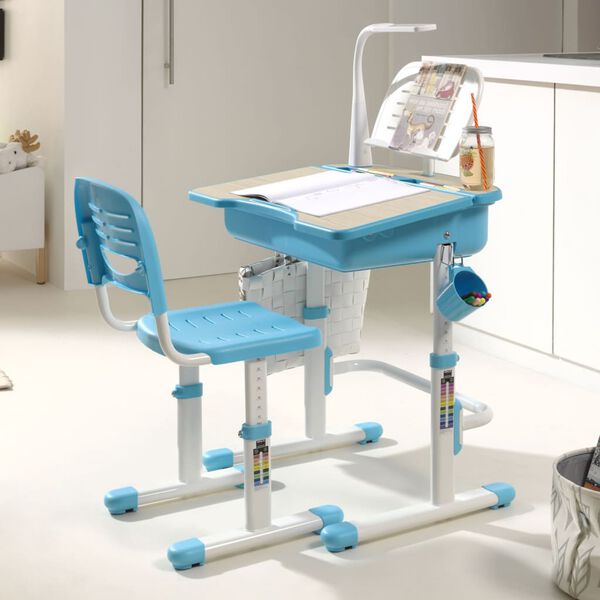 Vipack Escritorio ni&ntilde;os regulable Comfortline 301 y silla azul blanco
