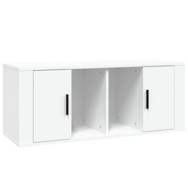 vidaXL Mueble para TV madera contrachapada blanco 100x35x40 cm