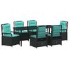 vidaXL Conjunto de Comedor de Jard&iacute;n 7 uds. Negro rat&aacute;n sint&eacute;tico