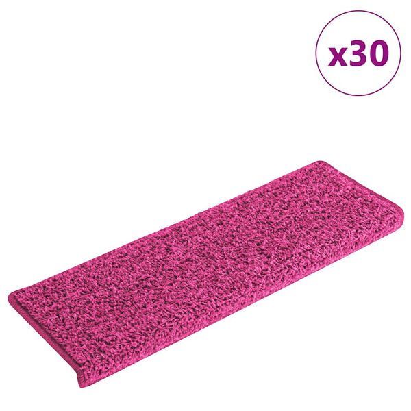 vidaXL Alfombrillas para escaleras 30 unidades 65x21x4 cm Rosa Borde Rectangular