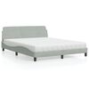 vidaXL Cama con colch&oacute;n Dover terciopelo gris claro 160x200 cm