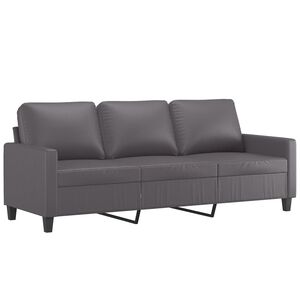 vidaXL Sof&aacute; de 3 plazas de cuero sint&eacute;tico gris 180 cm