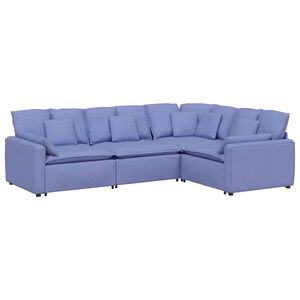 vidaXL Sof&aacute; modular con cojines de tela color azul vaquero