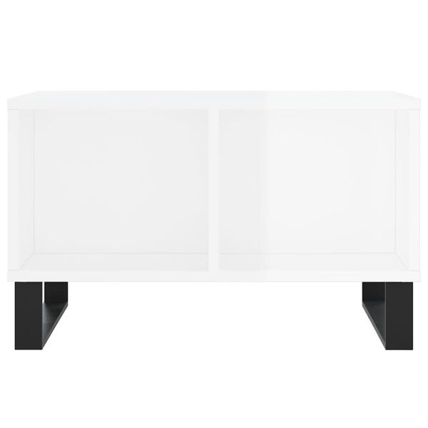 vidaXL Mesa de centro madera contrachapada blanco brillo 60x50x36,5 cm