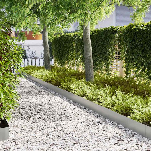 vidaXL Borde de Césped 20 pcs Plateado 100 x 0.05 x 20 cm