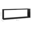 vidaXL Estante cubo pared 4uds contrachapado negro brillo 80x15x26,5cm