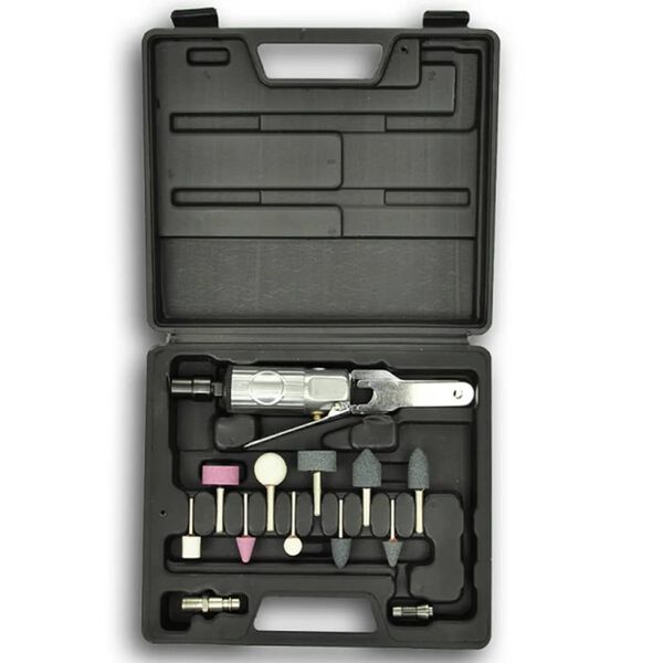 Set de mini amoladora recta neum&aacute;tica, 16 piezas