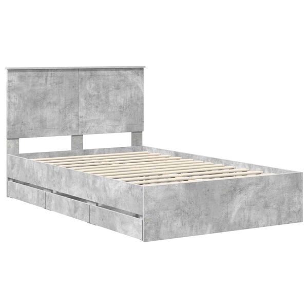 vidaXL Estructura de cama Gris Concreto 120 x 190 cm Madera Ingenieril