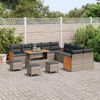 vidaXL Conjunto de sof&aacute;s de jard&iacute;n 18 pcs Gris rat&aacute;n sint&eacute;tico