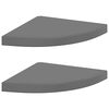 vidaXL Estantes flotantes esquina 2 uds MDF gris brillo 35x35x3,8 cm