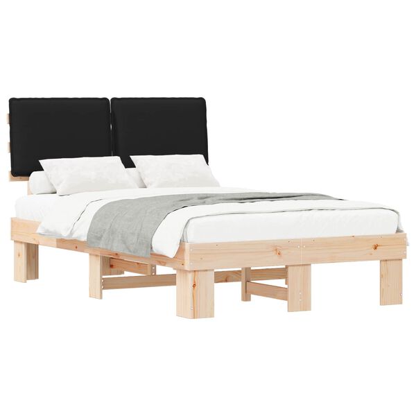 vidaXL Estructura de Cama con Cabecera Tapizada Negro 120 x 190 cm