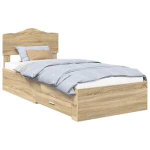 vidaXL Estructura de cama con cabecera Roble Sonoma 70 x 190 cm